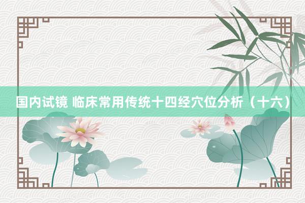 国内试镜 临床常用传统十四经穴位分析（十六）