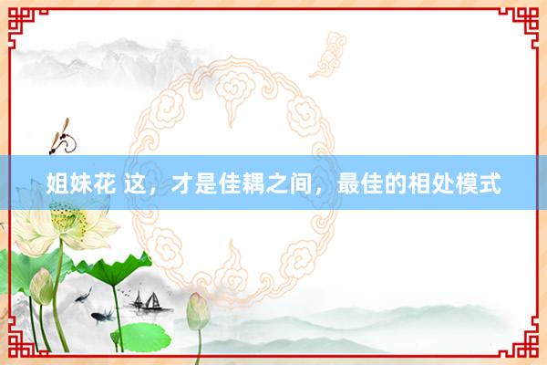 姐妹花 这，才是佳耦之间，最佳的相处模式